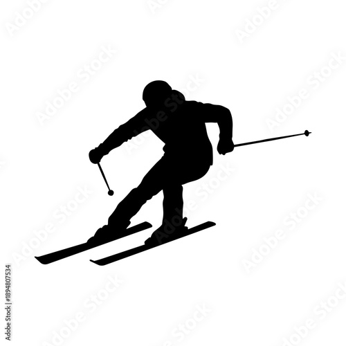 Skiing silhouette vector illustration