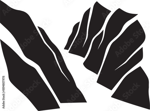 Abstract black and white illustration of broken fragments