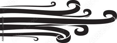 Elegant black swirling lines on white background design element