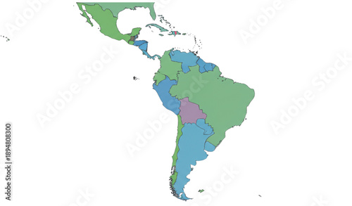 Minimal Latin America Map with Country Boundaries Vector Illustration