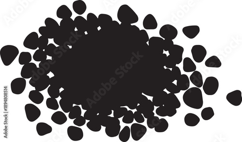 Black stones or pebbles on a white background illustration