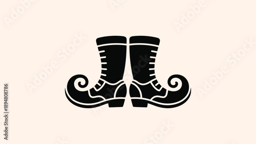 Black elf boots with curled toes and laces shoes footwear