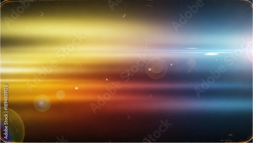 Vibrant lights and lens flares illuminating a dark space scene from a close-up viewpoint