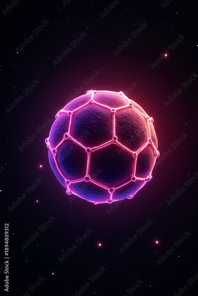 Fototapeta premium 3d neon soccer ball on black background