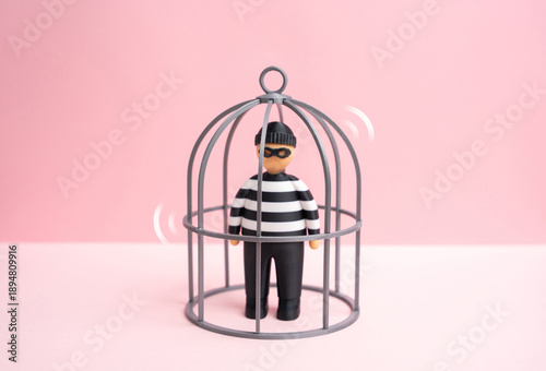 Schilderij op canvas A criminal trapped in a cage