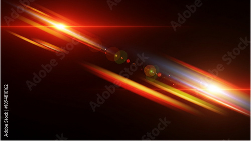 Cosmic Event with Celestial Bodies and Luminous Trails in Space from a Distant Viewpoint