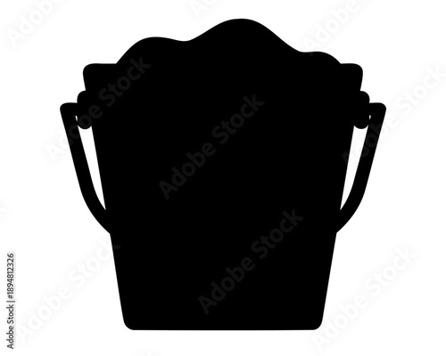 Black silhouette of a bucket filled to the brim with something