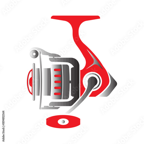 a common piece of angling equipment, a spinning fishing reel silhouette