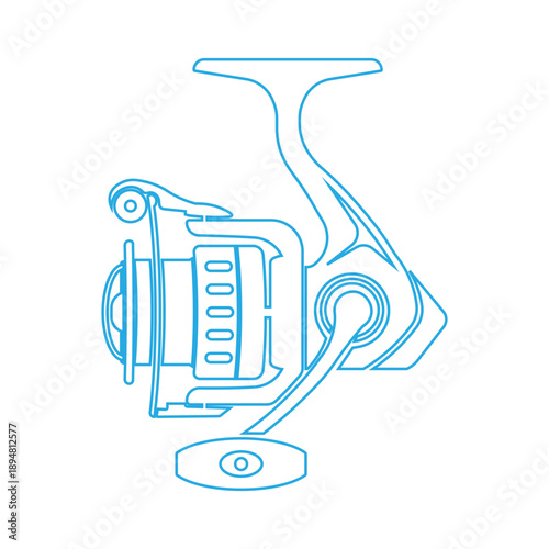 a common piece of angling equipment, a spinning fishing reel silhouette