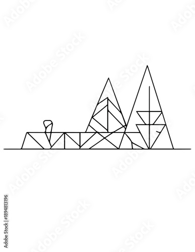 vector illustration of pyramids in style.