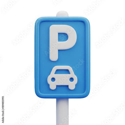 3d rendered parking sign with car icon