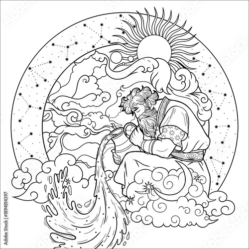 Coloring book, vintage vintage style deck of tarot cards. magical predictions of the future, mysterious characters.