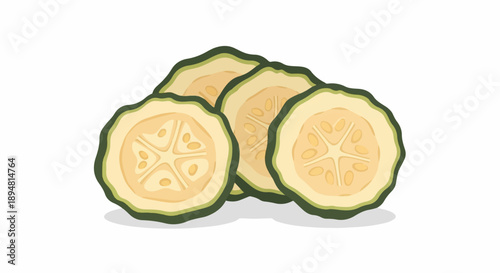 A pile of sliced zucchini rings with a shadowy base