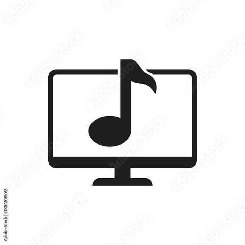 Solid monitor music audio note icon