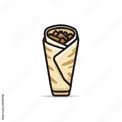 Beef Shawarma, modern 2D flat vector illustration in icon style, isolated on pure white background.