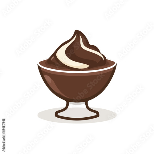 Modern flat 2D vector illustration of Chocolate Mousse, clean and minimal design, isolated on white background.