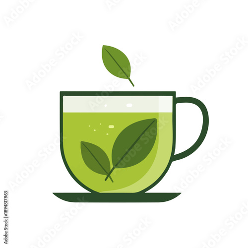 Simple flat 2D vector graphic of Herbal Tea, modern icon look, displayed on a pure white background.