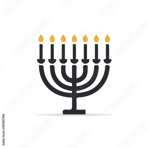 Simple flat 2D vector graphic of Hanukkah, modern icon look, displayed on a pure white background.