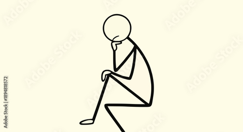 Stick figure deep in thought contemplating a problem.