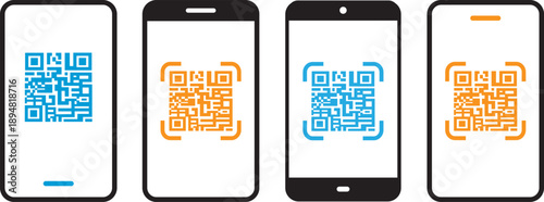 QR code icon collection. Professional scanning tools. Isolated digital symbols for mobile payments.