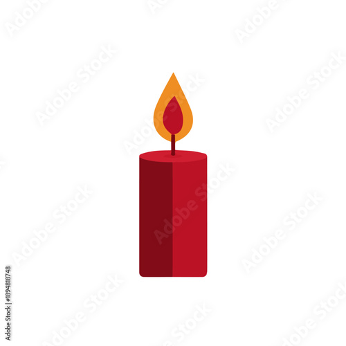 Simple flat 2D vector graphic of Christmas Candle, modern icon look, displayed on a pure white background.