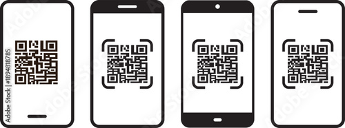 QR code collection isolated on symbols. Digital scanning service. Digital scanning qr code. QR code scan for smartphone vector illustration,
