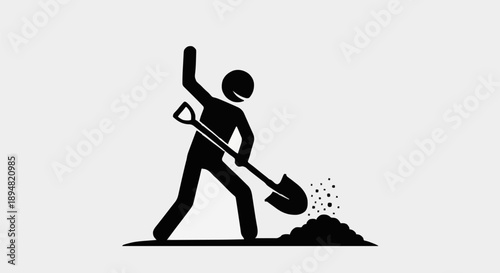 Stick figure digging with a shovel icon.