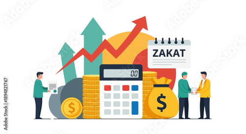 Zakat calculation with financial growth and charity.