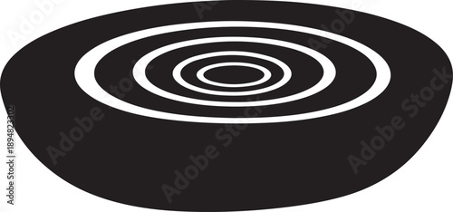 Black and white concentric circles on oval shape design