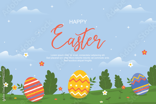Flat background for easter day celebration