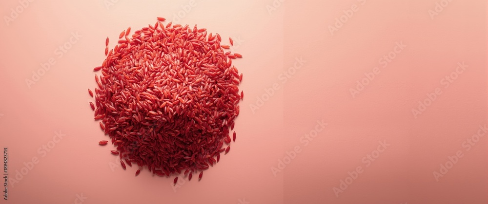 Fototapeta premium Macro shot of uncooked red rice against a square background