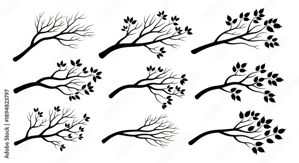 Fototapeta premium Tree silhouette vector collection with forest and nature trees isolated on white background