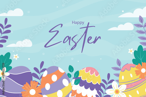 Flat background for easter day celebration