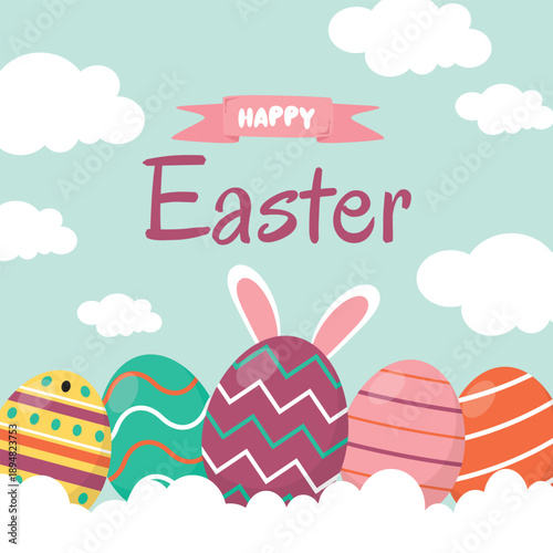 Flat background for easter day celebration