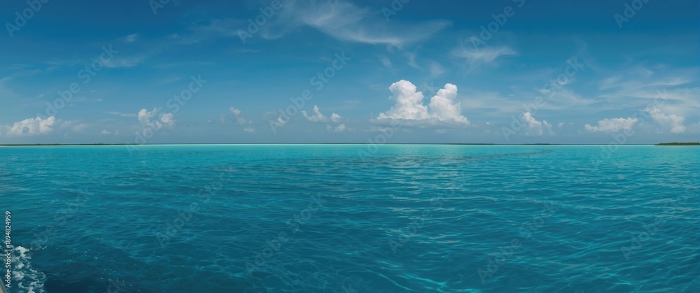 Fototapeta premium Island Mujeres and Isla Contoy Boat Tour from Cancun with Whale Shark Experience and Stunning Tropical Seascape in Quintana Roo