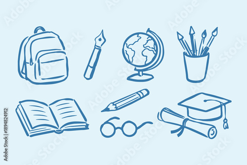 School education doodle icons set vector illustration