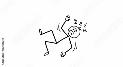 Stick Figure Falling Asleep Mid Fall.