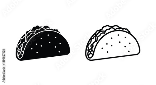 Two tacos in contrasting styles a bold black silhouette
