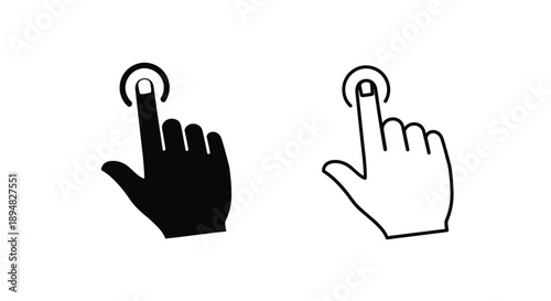 Two hands indicating touch actions one dark one light silhouette