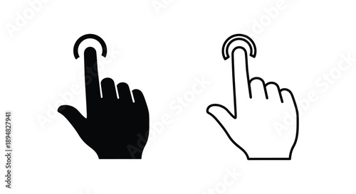 Two hands indicating touch one solid one outlined silhouette