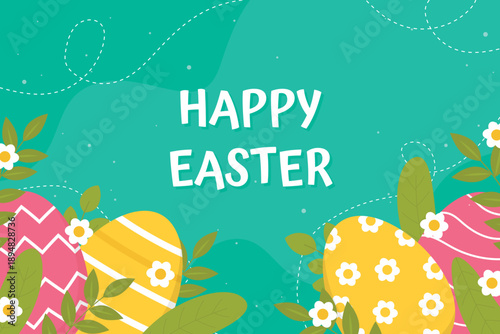 Flat background for easter day celebration
