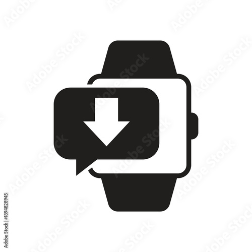 Data download save file on smartwatch solid icon