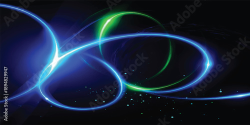 Futuristic abstract blue background featuring glowing lines and fractal waves of light energy in a dark digital space texture