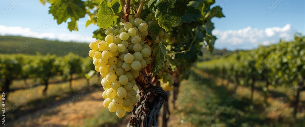 Naklejka premium White Grapes Near Ripeness During Day