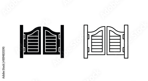 Two pairs of open shutters black graphic design silhouette