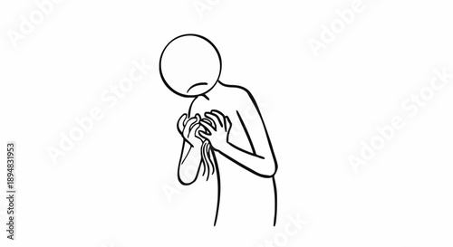 Stick figure holding chest in pain.