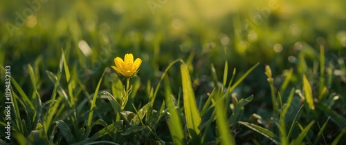 Summer scene with yellow perforate St John's wort flower blooming, nature, grass, floral, green plant, medicine, park, beautiful landscape
