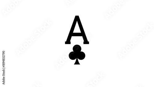 ace of clubs, black isolated silhouette