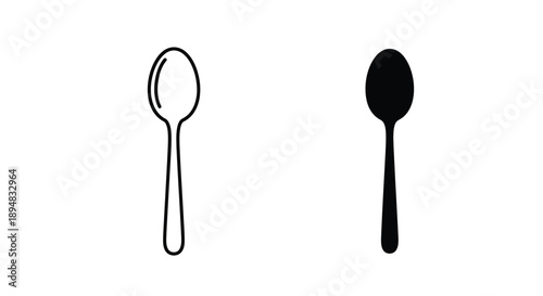 Two spoons depicted in a minimalist black and white style silhouette