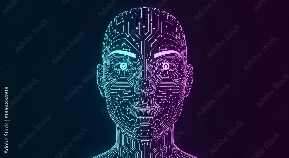 Obraz premium Ai face Futuristic Concept
